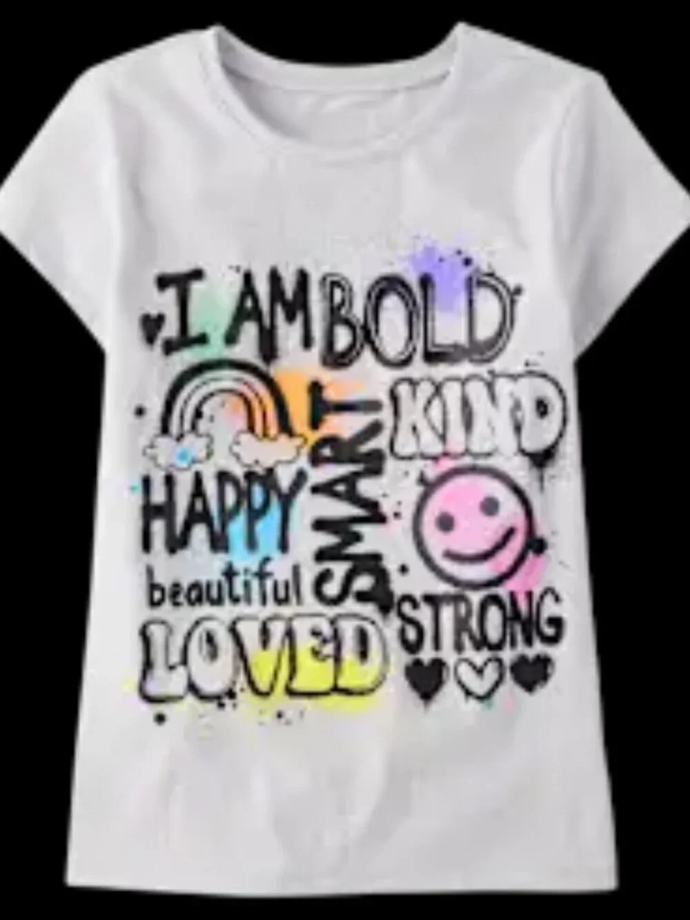 I'm Bold Kind Smart Beautiful Strong Loved Graphic T-shirt School Hearts Rainbow